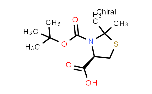 CAS No. 5317-15-7, (R)-3-(tert-Butoxycarbonyl)-2,2-dimethylthiazolidine-4-carboxylic acid