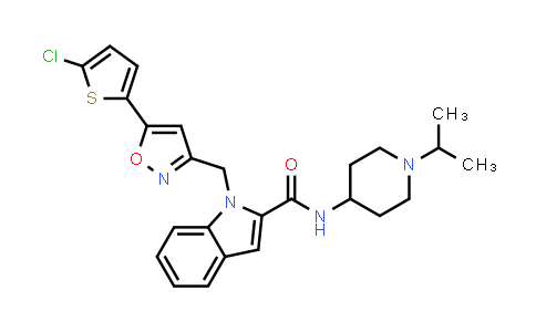 CAS No. 534573-39-2, 1H-Indole-2-carboxamide, 1-[[5-(5-chloro-2-thienyl)-3-isoxazolyl]methyl]-N-[1-(1-methylethyl)-4-piperidinyl]-