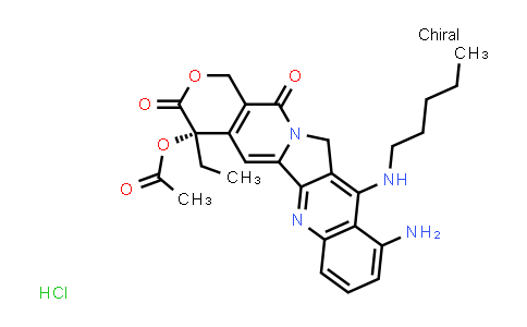 CAS No. 534605-70-4, (S)-10-Amino-4-ethyl-3,14-dioxo-11-(pentylamino)-3,4,12,14-tetrahydro-1H-pyrano[3',4':6,7]indolizino[1,2-b]quinolin-4-yl acetate hydrochloride