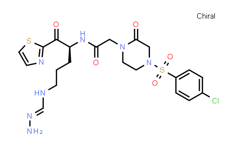 CAS No. 549506-52-7, 1-Piperazineacetamide, N-[(1S)-4-[(aminoiminomethyl)amino]-1-(2-thiazolylcarbonyl)butyl]-4-[(4-chlorophenyl)sulfonyl]-2-oxo-