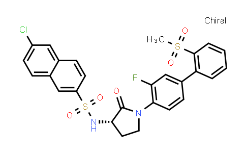 CAS No. 553650-48-9, 2-Naphthalenesulfonamide, 6-chloro-N-[(3S)-1-[3-fluoro-2'-(methylsulfonyl)[1,1'-biphenyl]-4-yl]-2-oxo-3-pyrrolidinyl]-