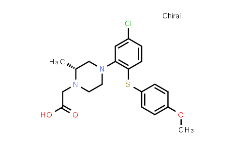CAS No. 556113-62-3, 1-Piperazineacetic acid, 4-[5-chloro-2-[(4-methoxyphenyl)thio]phenyl]-2-methyl-, (2R)-