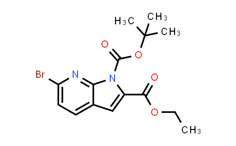 CAS No. 577711-92-3, 1H-Pyrrolo[2,3-b]pyridine-1,2-dicarboxylic acid, 6-bromo-, 1-(1,1-dimethylethyl) 2-ethyl ester