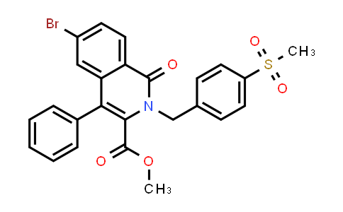 CAS No. 583832-85-3, 3-Isoquinolinecarboxylic acid, 6-bromo-1,2-dihydro-2-[[4-(methylsulfonyl)phenyl]methyl]-1-oxo-4-phenyl-, methyl ester
