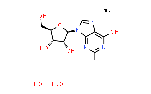 CAS No. 5968-90-1, 9-((2R,3R,4S,5R)-3,4-Dihydroxy-5-(hydroxymethyl)tetrahydrofuran-2-yl)-9H-purine-2,6-diol dihydrate