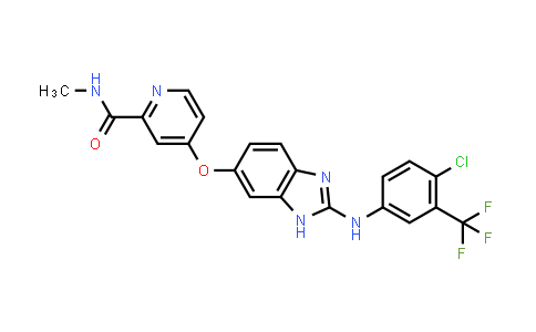 CAS No. 611212-56-7, 2-Pyridinecarboxamide, 4-[[2-[[4-chloro-3-(trifluoromethyl)phenyl]amino]-1H-benzimidazol-6-yl]oxy]-N-methyl-