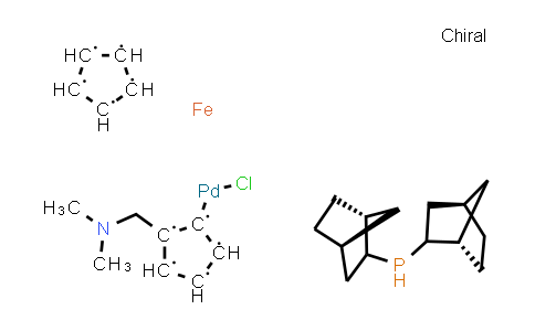 CAS No. 614753-51-4, 2-(Dimethylaminomethyl)ferrocen-1-yl-palladium(II) chloride Dinorbornylphosphine Complex