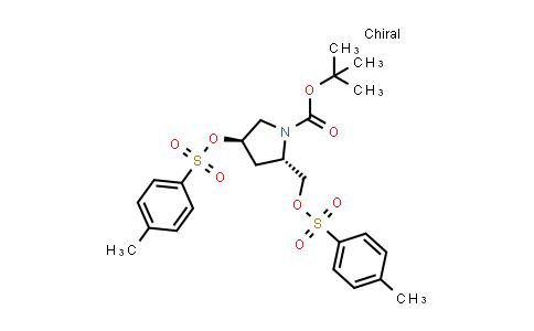 CAS No. 61478-27-1, tert-Butyl (2S,4R)-4-(tosyloxy)-2-((tosyloxy)methyl)pyrrolidine-1-carboxylate
