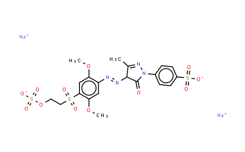 CAS No. 62121-76-0, 4-4-2,5-Dimethoxy-4-2-(sulphooxy)ethylsulphonylphenylazo-4,5-dihydro-3-methyl-5-oxo-1H-pyrazol-1-ylbenzenesulphonic acid (sodium salt)(1:x)