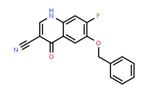 CAS No. 622369-50-0, 3-Quinolinecarbonitrile, 7-fluoro-1,4-dihydro-4-oxo-6-(phenylmethoxy)-