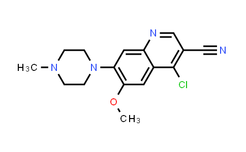 CAS No. 622369-74-8, 3-Quinolinecarbonitrile, 4-chloro-6-methoxy-7-(4-methyl-1-piperazinyl)-