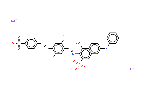 CAS No. 6227-14-1, Disodium 4-hydroxy-3-2-methoxy-5-methyl-4-(4-sulphonatophenyl)azophenylazo-7-(phenylamino)naphthalene-2-sulphonate