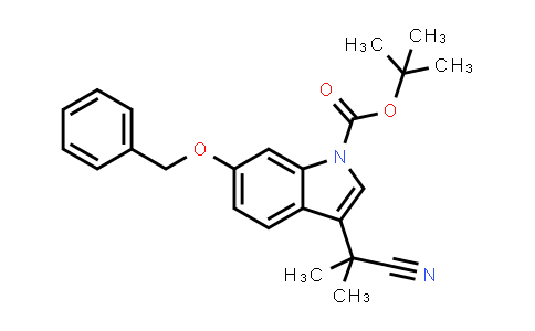 CAS No. 629662-38-0, 1H-Indole-1-carboxylic acid, 3-(1-cyano-1-methylethyl)-6-(phenylmethoxy)-, 1,1-dimethylethyl ester