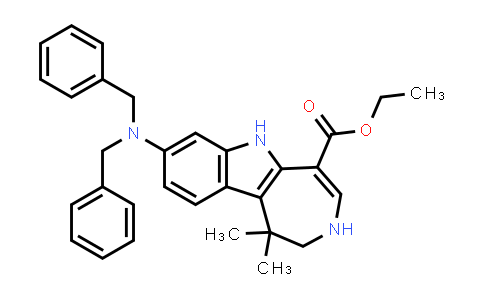 MC564342 | 629662-47-1 | Azepino[4,5-b]indole-5-carboxylic acid, 8-[bis(phenylmethyl)amino]-1,2,3,6-tetrahydro-1,1-dimethyl-, ethyl ester