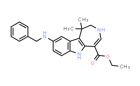 CAS No. 629663-32-7, Azepino[4,5-b]indole-5-carboxylic acid, 1,2,3,6-tetrahydro-1,1-dimethyl-9-[(phenylmethyl)amino]-, ethyl ester