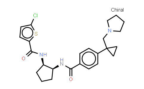 CAS No. 630386-06-0, 2-Thiophenecarboxamide, 5-chloro-N-[(1R,2S)-2-[[4-[1-(1-pyrrolidinylmethyl)cyclopropyl]benzoyl]amino]cyclopentyl]-