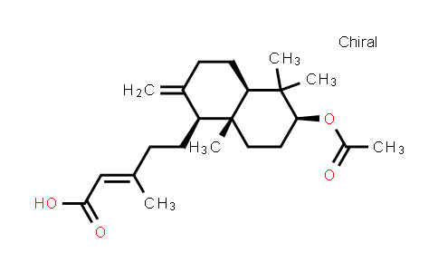 CAS No. 63399-37-1, 2-Pentenoic acid,5-[6-(acetyloxy)decahydro-5,5,8a-trimethyl-2-methylene-1-naphthalenyl]-3-methyl-, [1S-(1alpha,4abeta,6alpha,8aalpha)]-