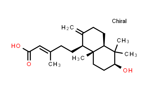 CAS No. 63399-38-2, 2-Pentenoic acid, 5-(decahydro-6-hydroxy-5,5,8a-trimethyl-2-methylene-1-naphthalenyl)-3-methyl-, [1S-(1α,4aβ,6α,8aα)]-