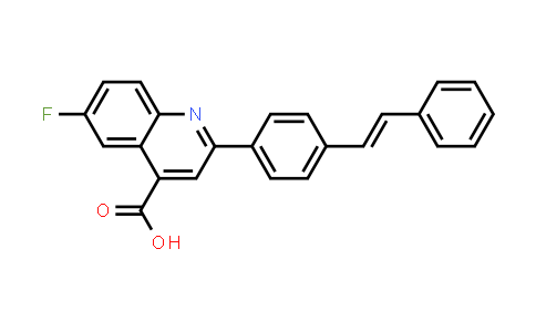 CAS No. 634164-97-9, (E)-6-Fluoro-2-(4-styrylphenyl)quinoline-4-carboxylic acid