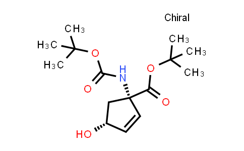 CAS No. 635318-65-9, tert-Butyl (1S,4R)-1-((tert-butoxycarbonyl)amino)-4-hydroxycyclopent-2-ene-1-carboxylate