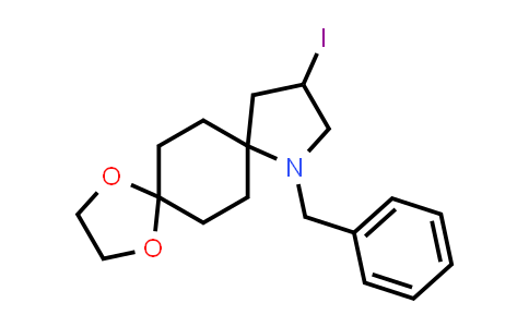 CAS No. 635728-14-2, 9-Benzyl-11-iodo-1,4-dioxa-9-azadispiro[4.2.4.2]tetradecane