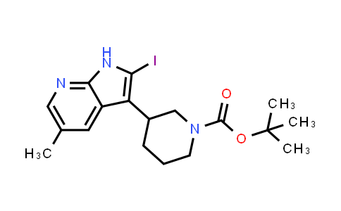 CAS No. 664362-13-4, 1-Piperidinecarboxylic acid, 3-(2-iodo-5-methyl-1H-pyrrolo[2,3-b]pyridin-3-yl)-, 1,1-dimethylethyl ester