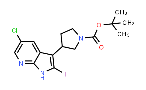 CAS No. 664362-17-8, 1-Pyrrolidinecarboxylic acid, 3-(5-chloro-2-iodo-1H-pyrrolo[2,3-b]pyridin-3-yl)-, 1,1-dimethylethyl ester