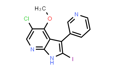 CAS No. 664991-81-5, 1H-Pyrrolo[2,3-b]pyridine, 5-chloro-2-iodo-4-methoxy-3-(3-pyridinyl)-