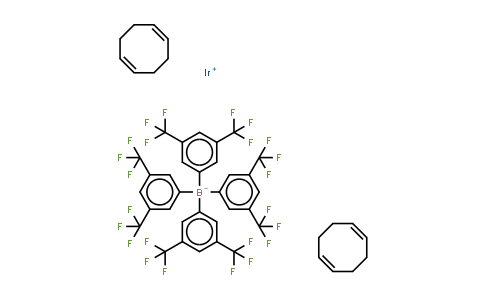CAS No. 666826-16-0, Bis(cyclooctadiene)iridium(I) tetrakis(3,5-bis(trifluoromethyl)phenyl)borate