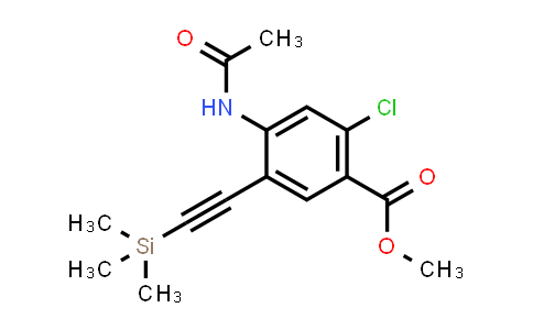 CAS No. 672292-98-7, Benzoic acid, 4-(acetylamino)-2-chloro-5-[(trimethylsilyl)ethynyl]-, methyl ester