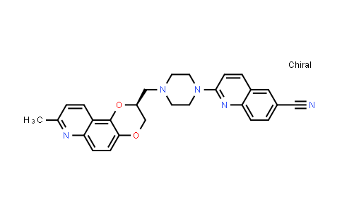 CAS No. 676130-94-2, 6-Quinolinecarbonitrile, 2-[4-[[(2S)-2,3-dihydro-8-methyl-1,4-dioxino[2,3-f]quinolin-2-yl]methyl]-1-piperazinyl]-