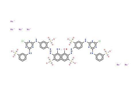 CAS No. 68110-31-6, 4-amino-3,6-bis4-4-chloro-6-(3-sulphonatophenyl)Amino-1,3,5-triazin-2-ylamino-2-sulphonatophenylazo-5-hydroxyna phthalene-2,7-disulphonate (sodium salt)