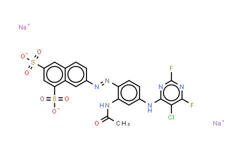 CAS No. 68155-62-4, 7-2-(acetylamino)-4-(5-chloro-2,6-difluoro-4-pyrimidinyl)aminophenylazonaphthalene-1,3-disulphonate (sodium salt)