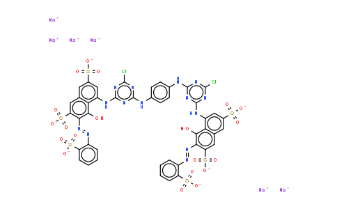 CAS No. 68214-04-0, 4,4'-1,4-phenylenebisimino(6-chloro-1,3,5-triazine-4,2-diyl)iminobis5-hydroxy-6-(2-sulphonatophenyl)azonaphthalene -2,7-disulphonate (sodium salt)
