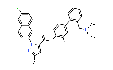 CAS No. 684233-61-2, 1H-Pyrazole-5-carboxamide, 1-(6-chloro-2-naphthalenyl)-N-[2'-[(dimethylamino)methyl]-3-fluoro[1,1'-biphenyl]-4-yl]-3-methyl-