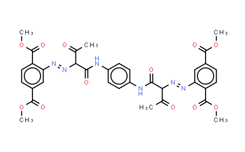CAS No. 68516-73-4, Tetramethyl 2,2'-1,4-phenylenebisimino(1-Acetyl-2-oxoethane-1,2-diyl)azobisterephthalate
