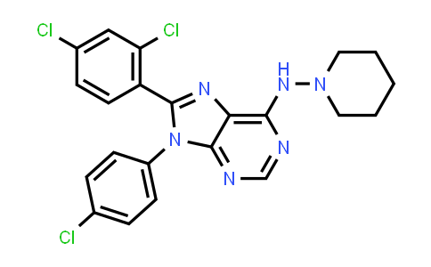 CAS No. 686345-71-1, 9H-Purin-6-amine, 9-(4-chlorophenyl)-8-(2,4-dichlorophenyl)-N-1-piperidinyl-