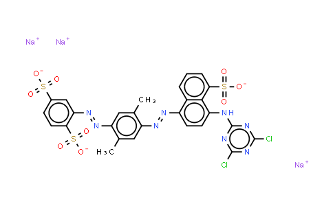 CAS No. 68892-31-9, 2-4-4-(4,6-dichloro-1,3,5-triazin-2-yl)amino-5-sulphonato-1-naphthylazo-2,5-dimethylphenylazobenzene-1,4-disulph onate (sodium salt)