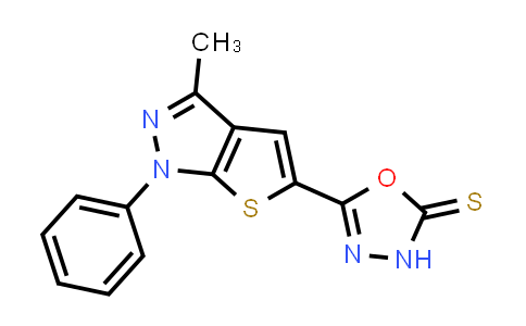 CAS No. 692283-29-7, 5-(3-Methyl-1-phenyl-1H-thieno[2,3-c]pyrazol-5-yl)-1,3,4-oxadiazole-2(3H)-thione