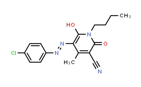CAS No. 69808-32-8, 1-Butyl-5-(4-chlorophenyl)azo-1,2-dihydro-6-hydroxy-4-methyl-2-oxonicotinonitrile