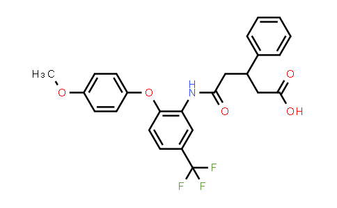 CAS No. 698346-43-9, 5-((2-(4-Methoxyphenoxy)-5-(trifluoromethyl)phenyl)amino)-5-oxo-3-phenylpentanoic acid