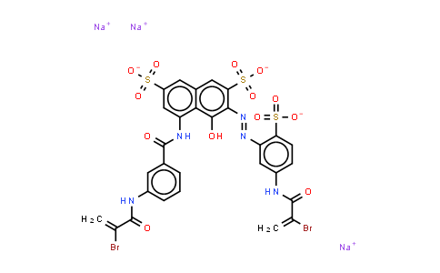 CAS No. 70210-01-4, 5-3-(2-bromo-1-oxoallyl)aminobenzoylamino-3-5-(2-bromo-1-oxoallyl)amino-2-sulphonatophenylazo-4-hydroxynaphtha lene-2,7-disulphonate (sodium salt)