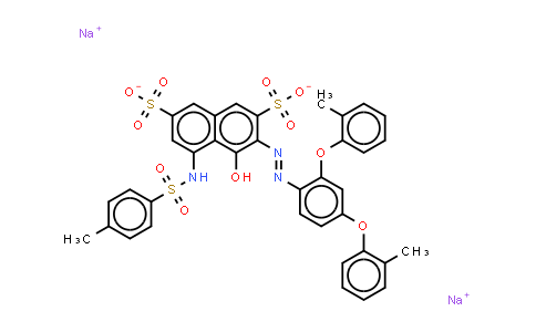 CAS No. 70210-05-8, 3-2,4-Bis(2-Methylphenoxy)PhenylAzo-4-Hydroxy-5-(P-Tolyl)SulphonylAminoNaphthalene-2,7-Disulphonate (sodium salt)