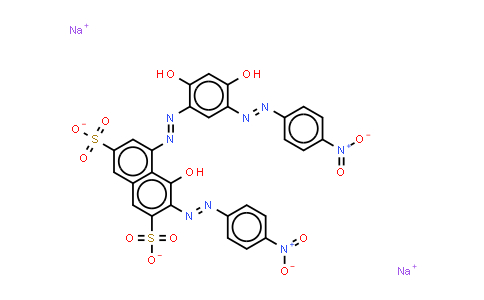 CAS No. 70210-24-1, 5-2,4-dihydroxy-5-(4-nitrophenyl)azophenylazo-4-hydroxy-3-(4-nitrophenyl)azonaphthalene-2,7-disulphonate (sodium salt)