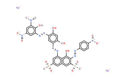 CAS No. 70210-25-2, 5-2,4-dihydroxy-5-(2-hydroxy-3,5-dinitrophenyl)azophenylazo-4-hydroxy-3-(4-nitrophenyl)azonaphthalene-2,7-disulphon ate (sodium salt)