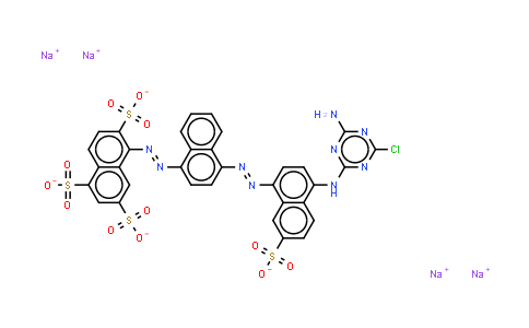 CAS No. 70224-59-8, 5-4-4-(4-amino-6-chloro-1,3,5-triazin-2-yl)amino-7-sulphonato-1-naphthylazo-1-naphthylazonaphthalene-1,3,6-tri sulphonate (sodium salt)