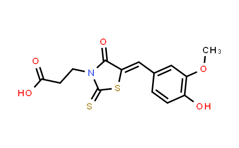 CAS No. 7025-18-5, 3-(5-(4-Hydroxy-3-methoxybenzylidene)-4-oxo-2-thioxothiazolidin-3-yl)propanoic acid