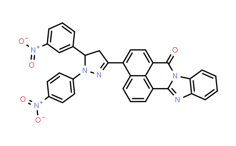 CAS No. 709619-31-8, 7H-Benzimidazo[2,1-a]benz[de]isoquinolin-7-one, 4-[4,5-dihydro-5-(3-nitrophenyl)-1-(4-nitrophenyl)-1H-pyrazol-3-yl]-