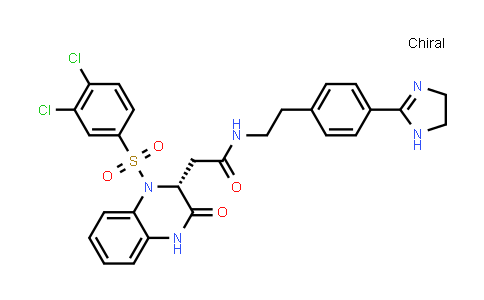 CAS No. 714564-55-3, 2-Quinoxalineacetamide, 1-[(3,4-dichlorophenyl)sulfonyl]-N-[2-[4-(4,5-dihydro-1H-imidazol-2-yl)phenyl]ethyl]-1,2,3,4-tetrahydro-3-oxo-, (2R)-