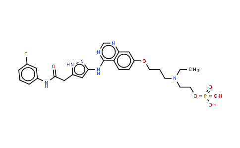 722543-31-9 | 5-[[7-[3-[乙基[2-(磷酰氧基)乙基]氨基]丙氧基]-4-喹唑啉基]氨基]-N-(3-氟苯基)-1H-吡唑-3-乙酰胺